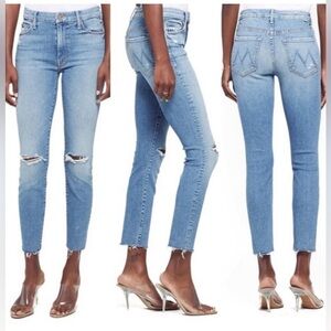 MOTHER High Waisted Looker Ankle Fray‎ in Thrilling Shots Size 28